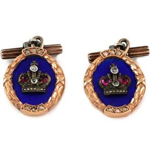 Old Russian Ruby Enamel 18k Rose Gold  Cufflinks